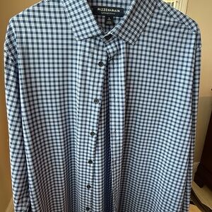 Mizzen+Main Blue Casual Button Down Shirt Gingham